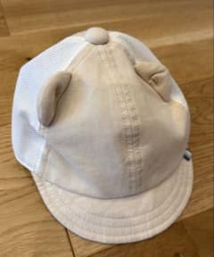 ベビー用 くま耳付きメッシュキャップ ベージュのサムネイル