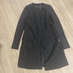 Theory ロングコート グレー ニット切替のサムネイル