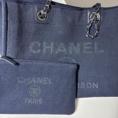 CHANEL シャネル ネイビー ドーヴィルライン トートバッグ - メルカリ