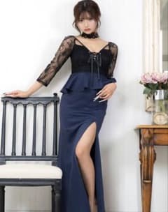Tika キャバドレス ロング レース ペプラム スリット 2XLのサムネイル