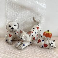 ポーリッシュポタリー トリニ社 ねこちゃんわんちゃん 置物 フィギュア 大きめ ポーリッシュポタリー トリニ社 ねこちゃんわんちゃん 置物