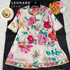 洗える レオナール ロングカーディガン チュニック トリム 花柄 金