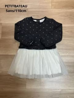PETITBATEAU 星柄 裏起毛 長袖ワンピース5ans110cmのサムネイル