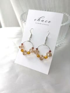 フープピアス　シルバー✕トパーズカラー　ハンドメイドのサムネイル