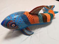 【一点物】メキシコ オアハカ アレブリヘ 木彫り 魚 手描き 大型60cmのサムネイル