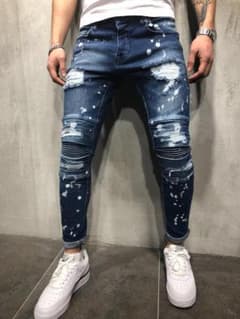 【新品】ダメージジーンズ　メンズ　ストレッチ　L　オールシーズンのサムネイル