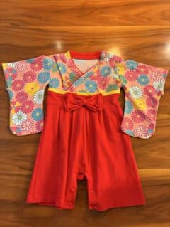 ベビー用 袴風ロンパース 花柄のサムネイル