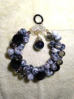 ハンドメイド リース マーブルビーズ ブラックのサムネイル