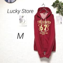 11918-2 Lucky Store 지퍼 업 파커 M 겉옷 레드