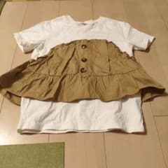 キッズ Tシャツ ドッキング ベージュ 140cmのサムネイル