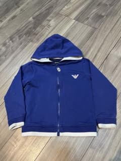 美品　ARMANI アルマーニ　ジュニア　パーカー　ブルー　ワンポイント　120