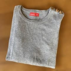 X-girlグレー 長袖 トップス ヒョウ柄ボタン付き