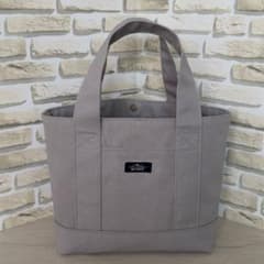 ハンドメイド トートバッグ 帆布 グレー 底板つきのサムネイル