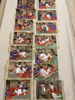 浮世絵 肉筆 春画 絹本 14枚 - メルカリ
