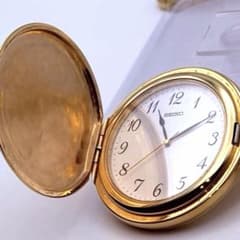 稼動 SEIKO 懐中時計 ゴールドカラー ハンターケース 8N41-0010