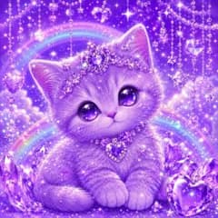 かわいい猫のイラスト 紫色紙沢光額付き発送♥a4ポスター - メルカリ