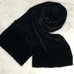 新品未使用★ジョルジオアルマーニ メンズシルクベロアスリムストール④ 黒 細縞 新品未使用☆ジョルジオアルマーニ メンズシルクベロアスリムストール