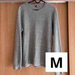 UNIQLO ユニクロ ワッフルクルーネックT グレー Mのサムネイル