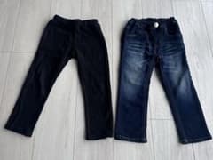 ムージョンジョン 長ズボン パンツ 2本セット 100 デニム 黒のサムネイル