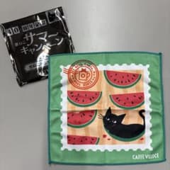 カフェベローチェ40周年記念サマーキャンペーン第2弾 黒ねこハンドタオル 緑のサムネイル