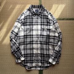 90s OLD GAP チェック ネルシャツ ベビネル black white