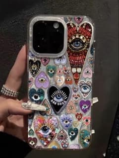 iPhone用ケース ハートとアイモチーフ ビーズ装飾のサムネイル