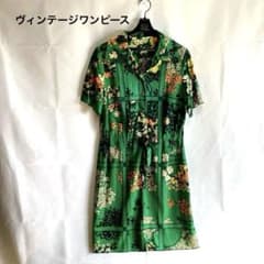 ヴィンテージ　USED 70s レトロ　花柄　半袖　ワンピース　古着女子　M〜Lのサムネイル