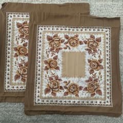 座布団カバー 2枚セット 未使用 昭和レトロ 花柄 バラ 薔薇柄 茶色