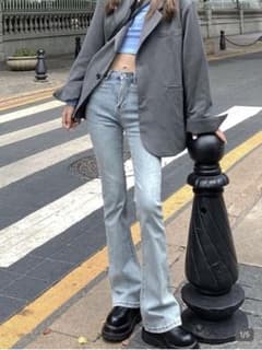 SHEIN フレアデニム ライトブルー Sのサムネイル
