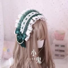ヘッドドレス 緑 メイド カチューシャのサムネイル