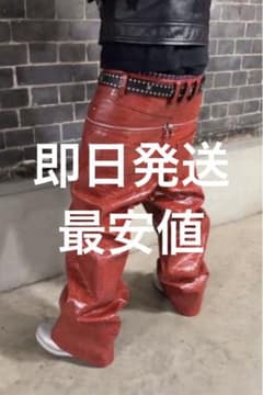 最安値‼️goar.archive クロコ レザーパンツ レッド ゴアアー - メルカリ