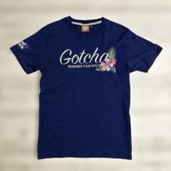 GOTCHA ガッチャ 刺繍 ハイビスカス　Tシャツ ネイビー Lサイズ
