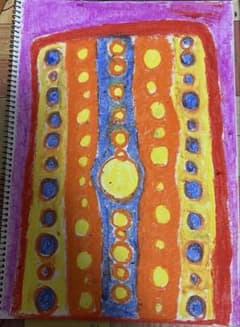 現代アート クレヨン画 抽象画 ドット No.137のサムネイル