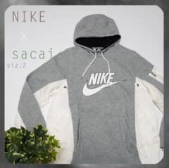 希少 NIKE×sacai 2019 パーカー レディース サイズ2 sacai×NIKE フーデッドパーカー19-02022M 19-02022M グレー