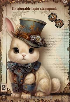 激レアねことうさぎのスチーム列車の旅パネル生地 スチームパンク バニー ラビット うさぎ 生地 パネル生地 - メルカリ