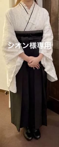 卒業式 袴セット Lサイズ 総レース 二尺袖着物 （重ね襟・半幅帯 