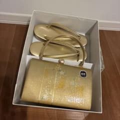 東京小川】胡蝶 和装用フォーマルバッグ&草履セット ベージュゴールド