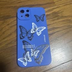 iPhone用ケース 蝶々柄 ブルー　iPhone13のサムネイル