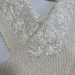正絹　刺繍半衿　アイボリー　ホワイトのサムネイル