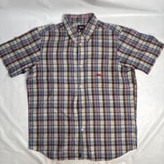 Stussy ステューシー 紺タグ USA チェック 半袖シャツ L