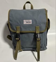 京都 一澤帆布製キャンバスリュック人気の青ねず色赤タグ ライトグレー 