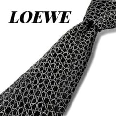 美品 LOEWE シルクネクタイ アナグラム ブラック ジャカード スペイン
