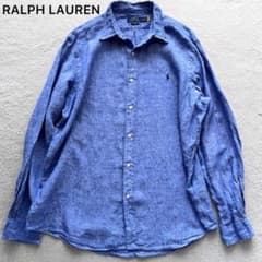 極美品✨ラルフローレン リネン シャツ ポニー ロゴ 刺繍 現行 QRタグ