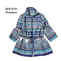 ROCHAS ロシャス レリアン ペイズリー柄七分袖ブラウス 総柄 ドロスト 