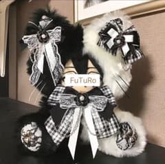 【135】ねこ　黒&白　ひげ　おすわり　ぬい服　16cm 着ぐるみ　あんスタ 135】ねこ 黒&白 ひげ おすわり ぬい服 16cm 着ぐるみ あんスタ - メルカリ
