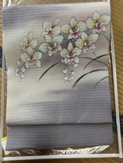 袋帯 蘭模様 グレー系 夏帯のサムネイル