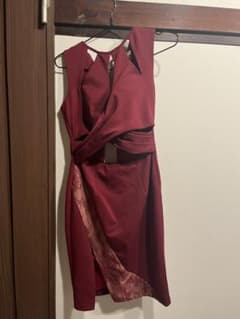 ワインレッド カットアウト ミニドレス キャバドレスのサムネイル