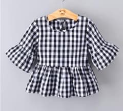 値下げ 韓国子供服 チェックコットンドール半袖でシャツのサムネイル