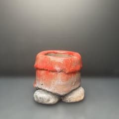 陶器鉢 刻印あり 赤 四角鉢 四つ足 多肉植物 塊根植物 コーデックスのサムネイル