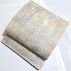 B◇着物くつろぎ 夏物 流水模様 銀糸 六通 正絹 薄物 絽 紗 袋帯